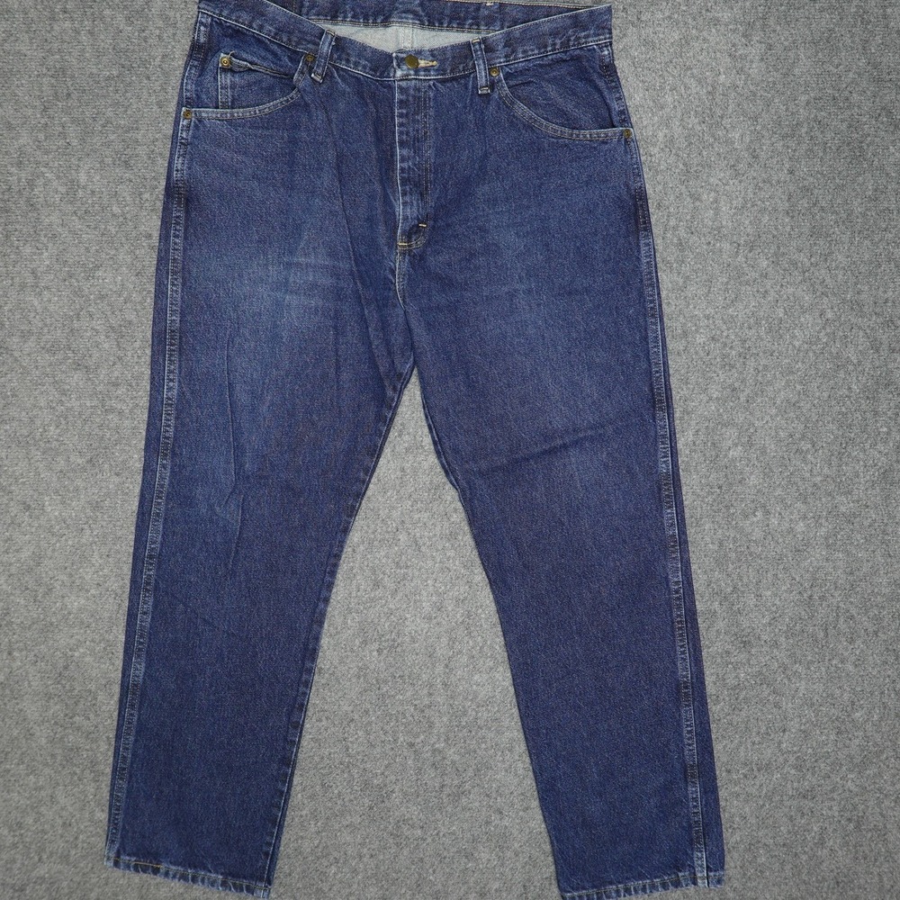 Wrangler Jeans Mens 38x30 Blue Regular Fit Straight Leg Dark Wash Denim Workwear